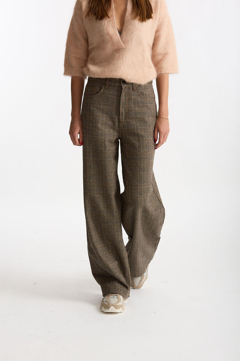 Pantalone EXPRESS check wide leg grigio donna Department five - 5