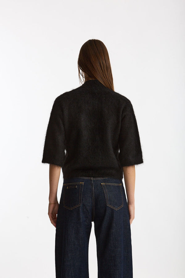 Maglia APPLE collo a v nero donna Department five