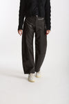 Pantalone ecopelle barrel GOOD marrone donna Department five - 2