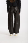 Pantalone ecopelle barrel GOOD marrone donna Department five - 4