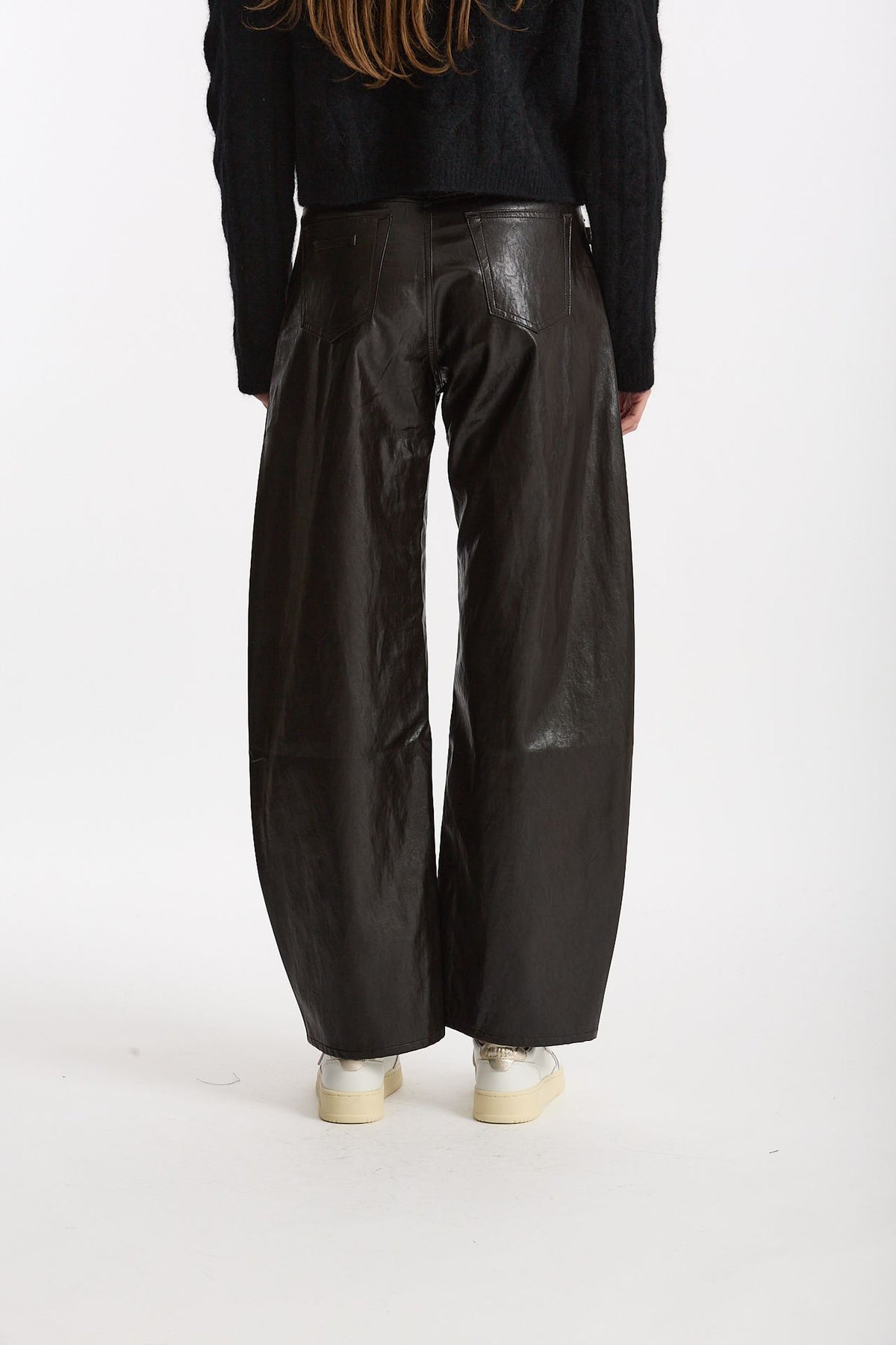 Pantalone ecopelle barrel GOOD marrone donna Department five - 4