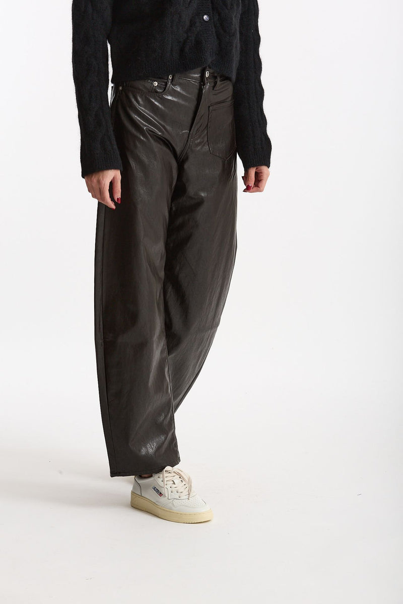 Pantalone ecopelle barrel GOOD marrone donna Department five - 3