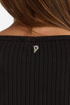 Maglia a costine scollo a v nero donna Dondup - 4