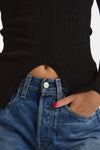 Maglia a costine scollo a v nero donna Dondup - 3