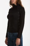 Maglia bottoni collo alto nero donna Dondup - 3