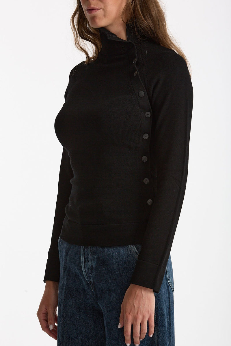 Maglia bottoni collo alto nero donna Dondup - 3