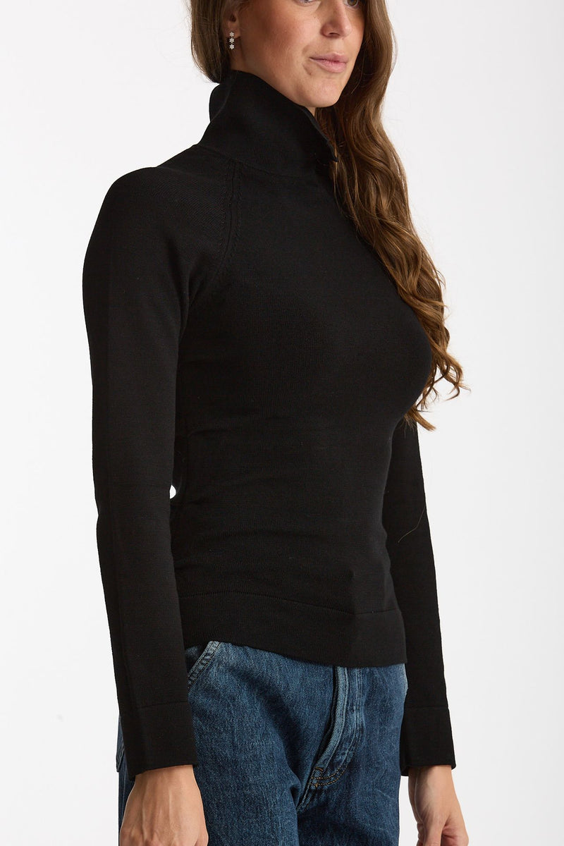 Maglia bottoni collo alto nero donna Dondup - 4