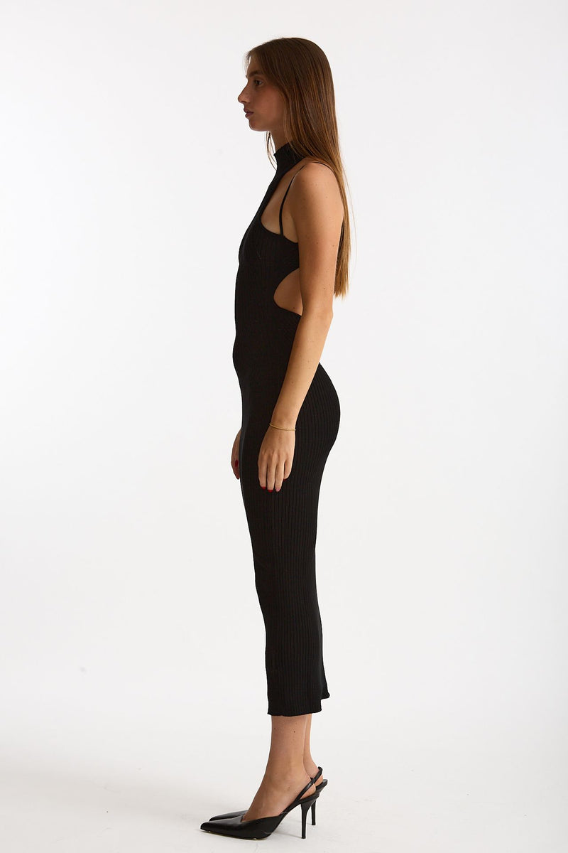 Abito a costine girocollo nero donna Dondup - 3