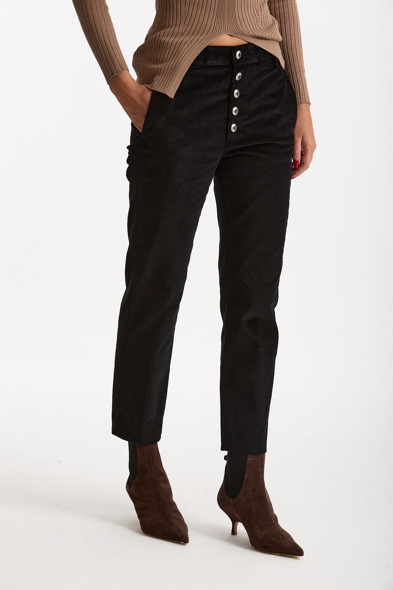 Pantalone slim in velluto NIMA nero donna Dondup - 2