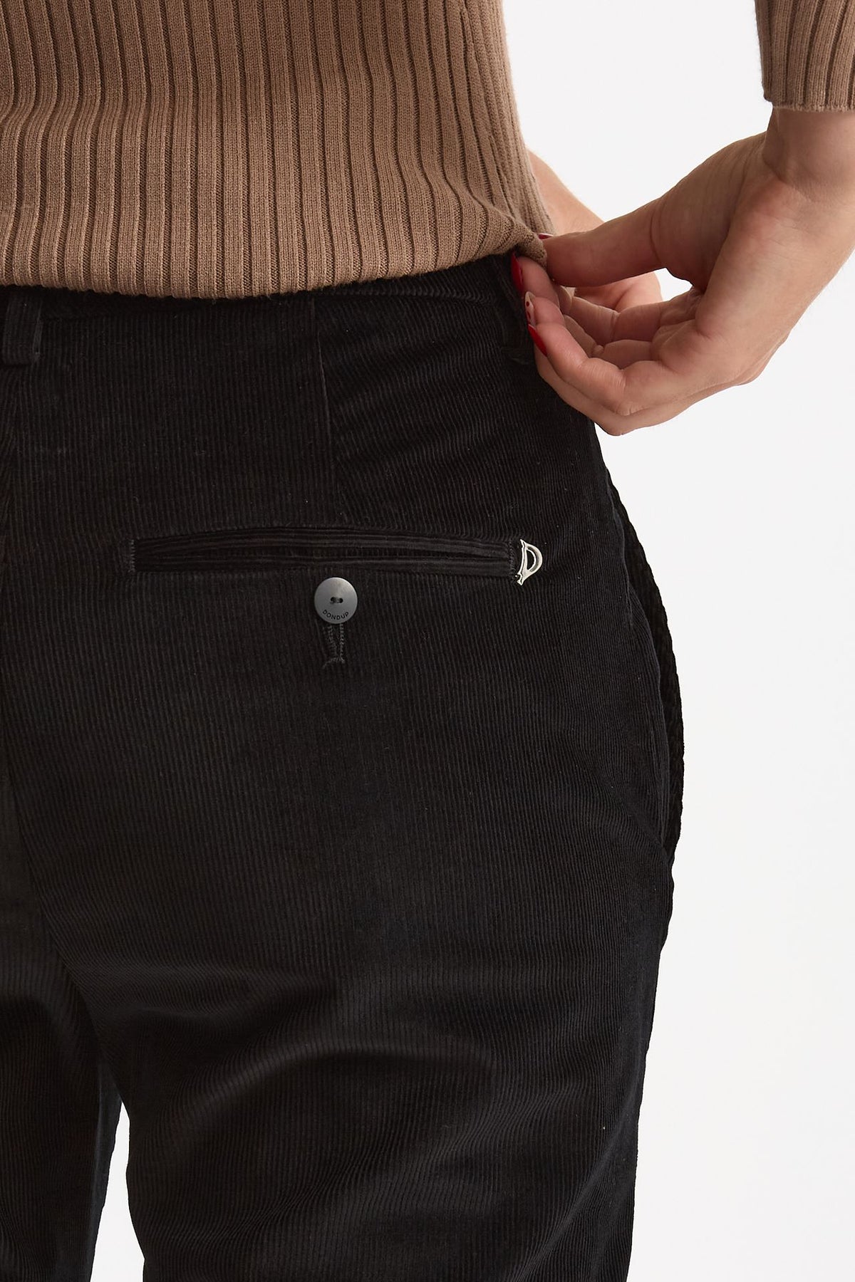 Pantalone slim in velluto NIMA nero donna Dondup - 6
