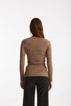 Maglia a costine scollo a v nude donna Dondup - 3