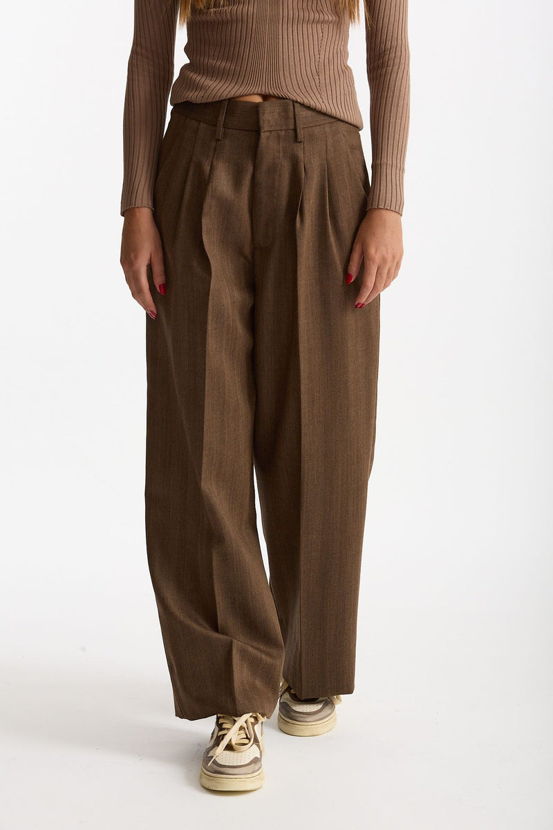 Pantalone spigato vita alta marrone donna Dondup - 1