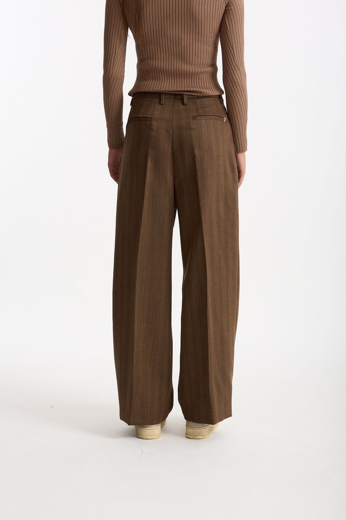 Pantalone spigato vita alta marrone donna Dondup - 2