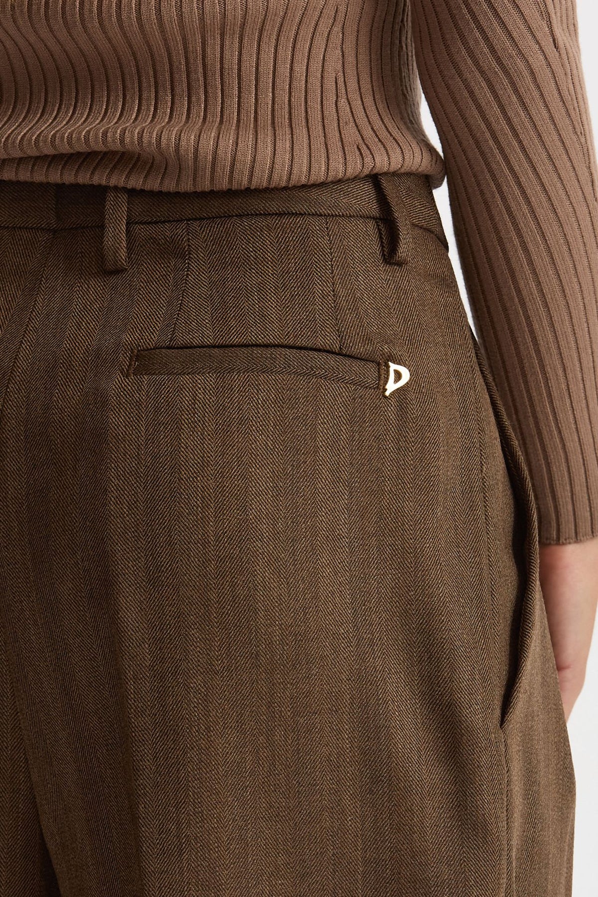 Pantalone spigato vita alta marrone donna Dondup - 5