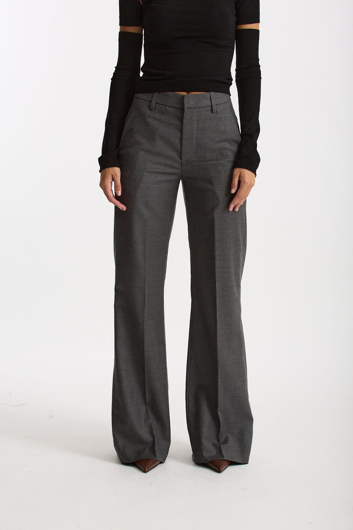 Pantalone palazzo grigio antracite donna Dondup - 2