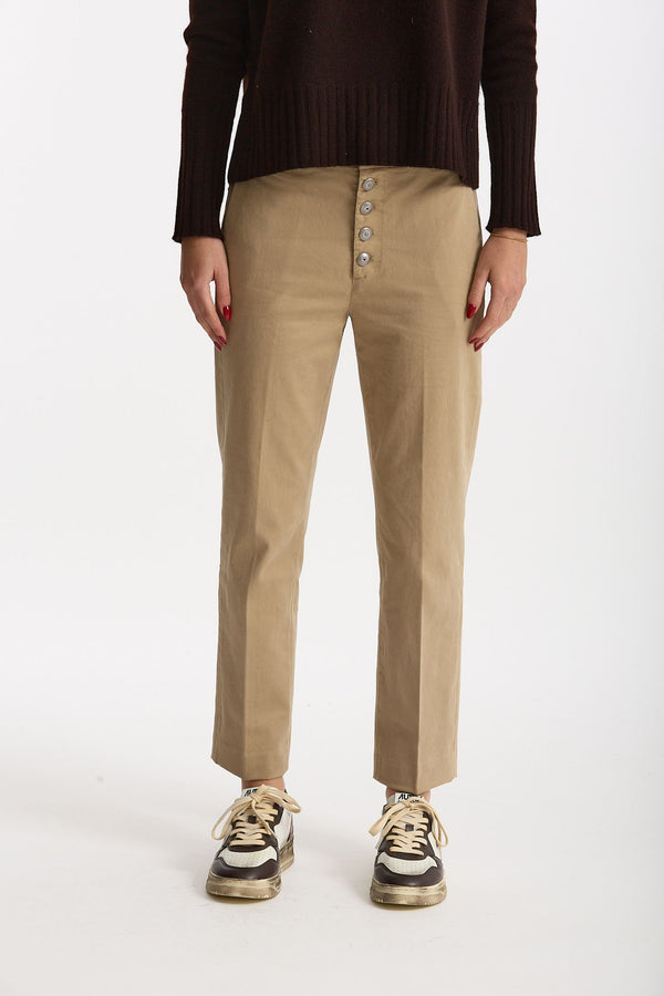 Pantalone slim NIMA in cotone beige donna Dondup