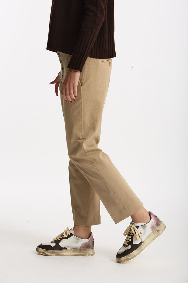Pantalone slim NIMA in cotone beige donna Dondup
