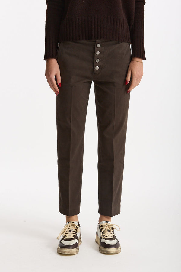 Pantalone slim NIMA in cotone marrone donna Dondup