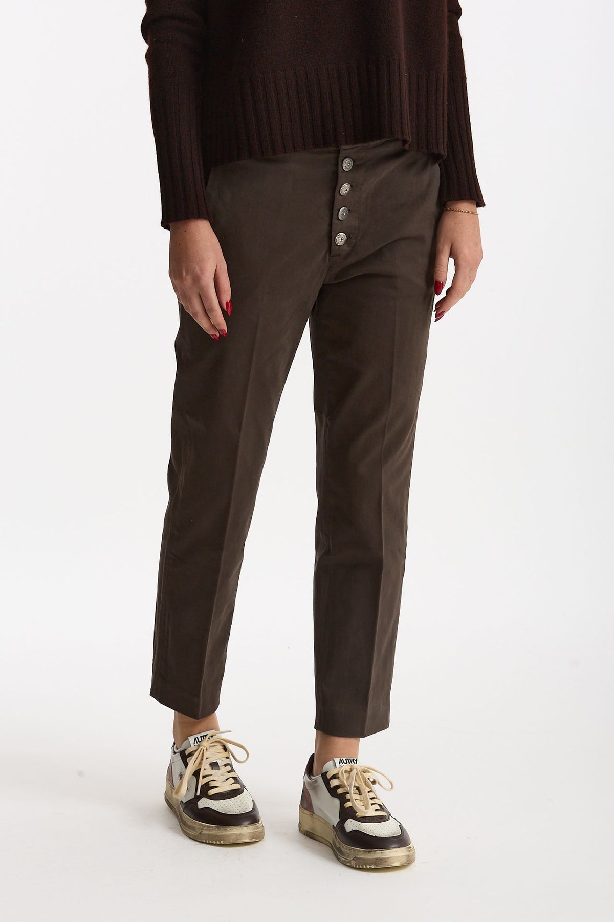 Pantalone slim NIMA in cotone marrone donna Dondup - 1