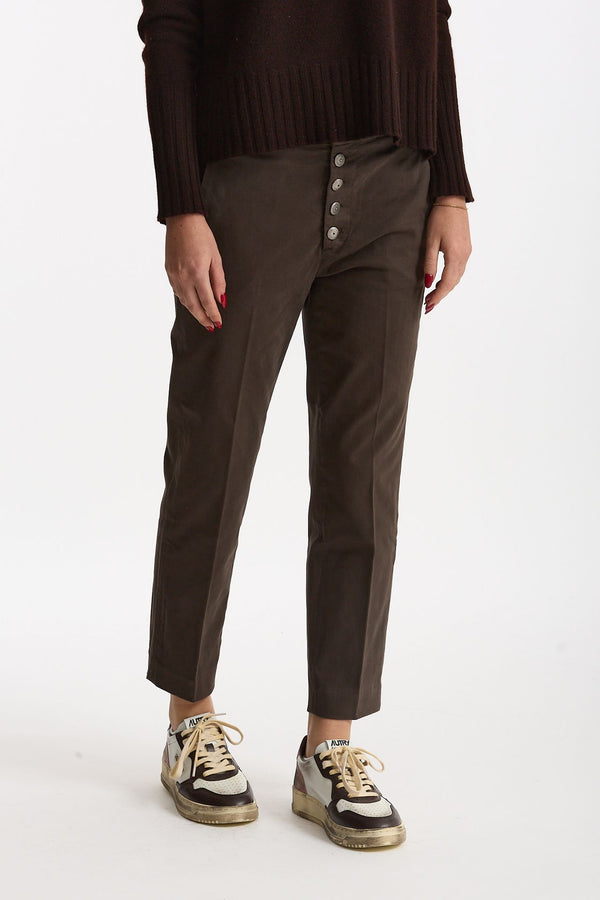 Pantalone slim NIMA in cotone marrone donna Dondup