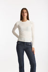 T-shirt slim ESIBIZIONISTA a costine bianco donna Dondup - 1