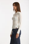 T-shirt slim ESIBIZIONISTA a costine bianco donna Dondup - 3