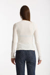 T-shirt slim ESIBIZIONISTA a costine bianco donna Dondup - 5