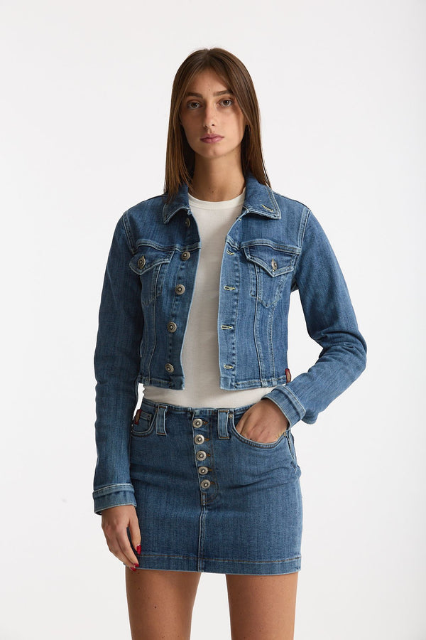 Giubbino ESIBIZIONISTA cropped in denim donna Dondup