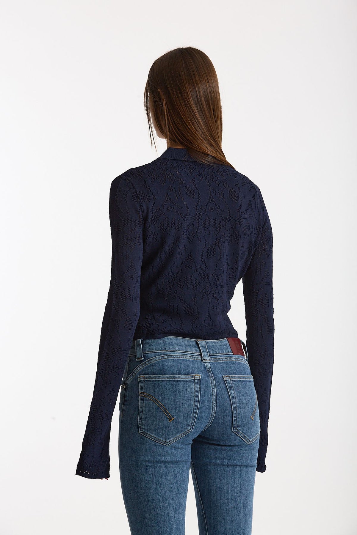 Cardigan ESIBIZIONISTA in maglia jaquard blu donna Dondup - 4