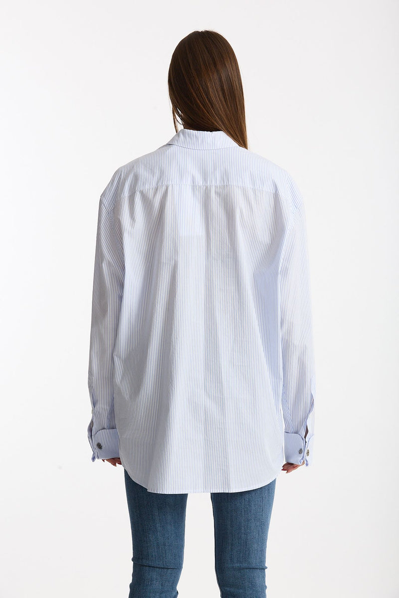 Camicia ESIBIZIONISTA over rigata bianco donna Dondup - 3