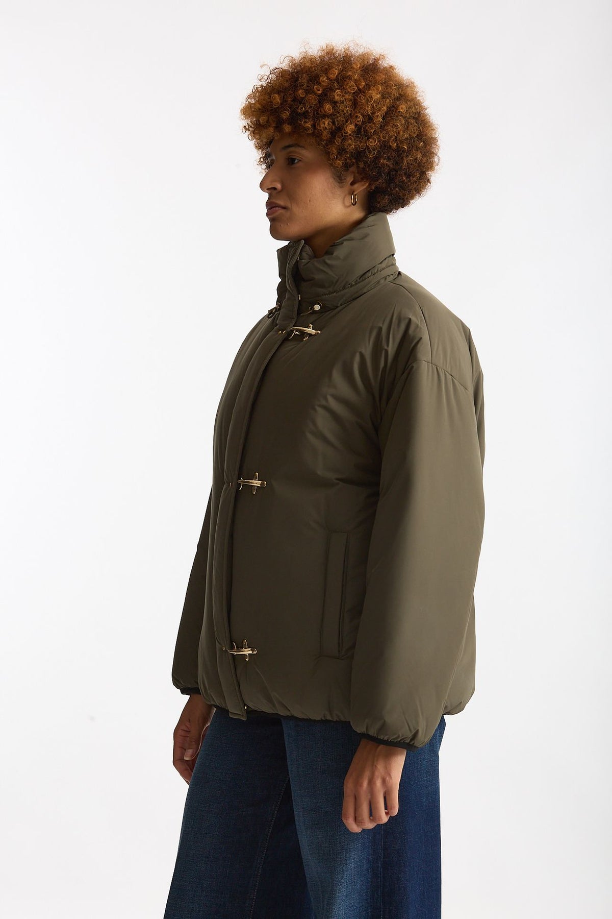 Bomber in microfibra verde militare donna Fay - 2