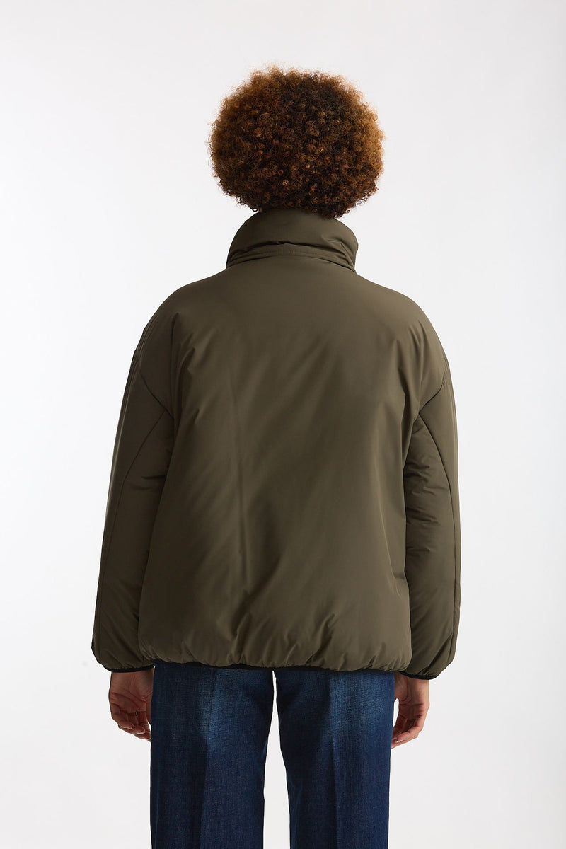 Bomber in microfibra verde militare donna Fay - 3