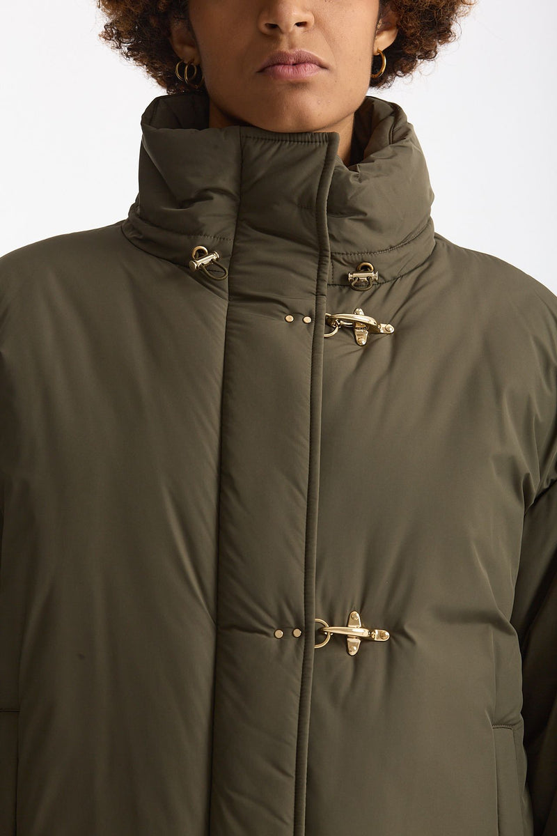 Bomber in microfibra verde militare donna Fay - 4