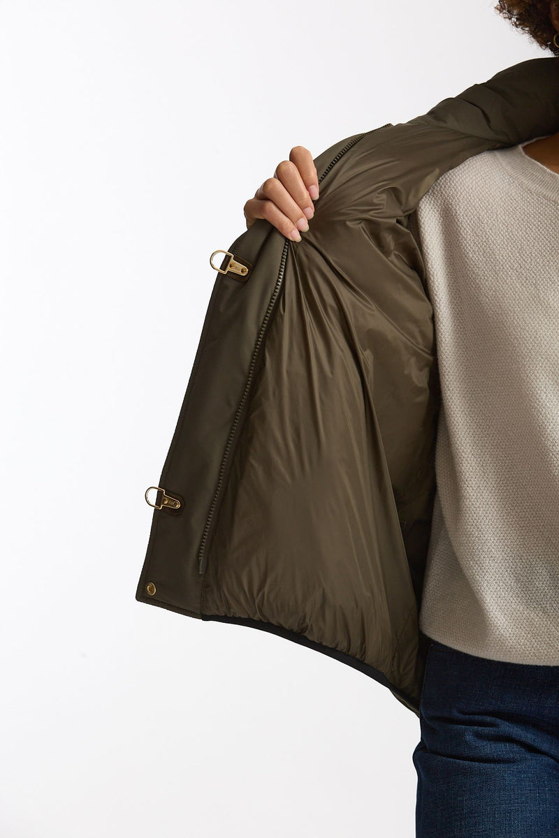 Bomber in microfibra verde militare donna Fay - 7