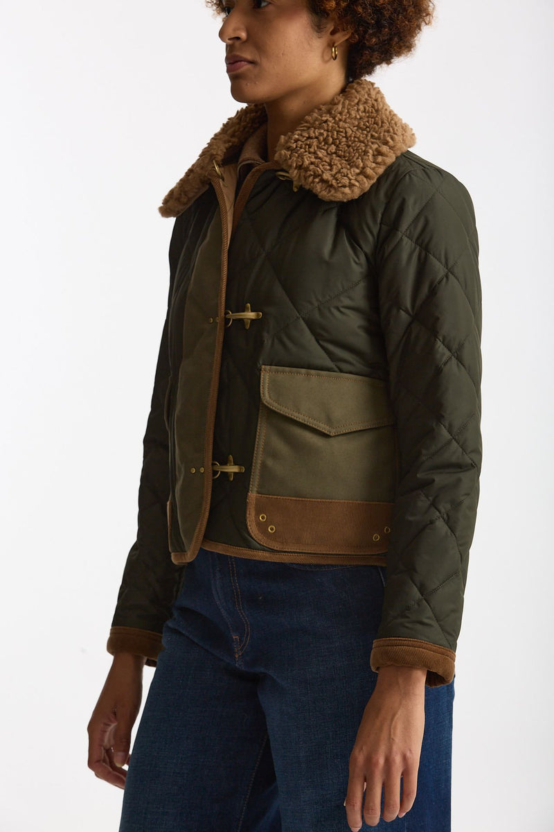 Giacca trapuntata tre Ganci verde militare donna Fay - 1