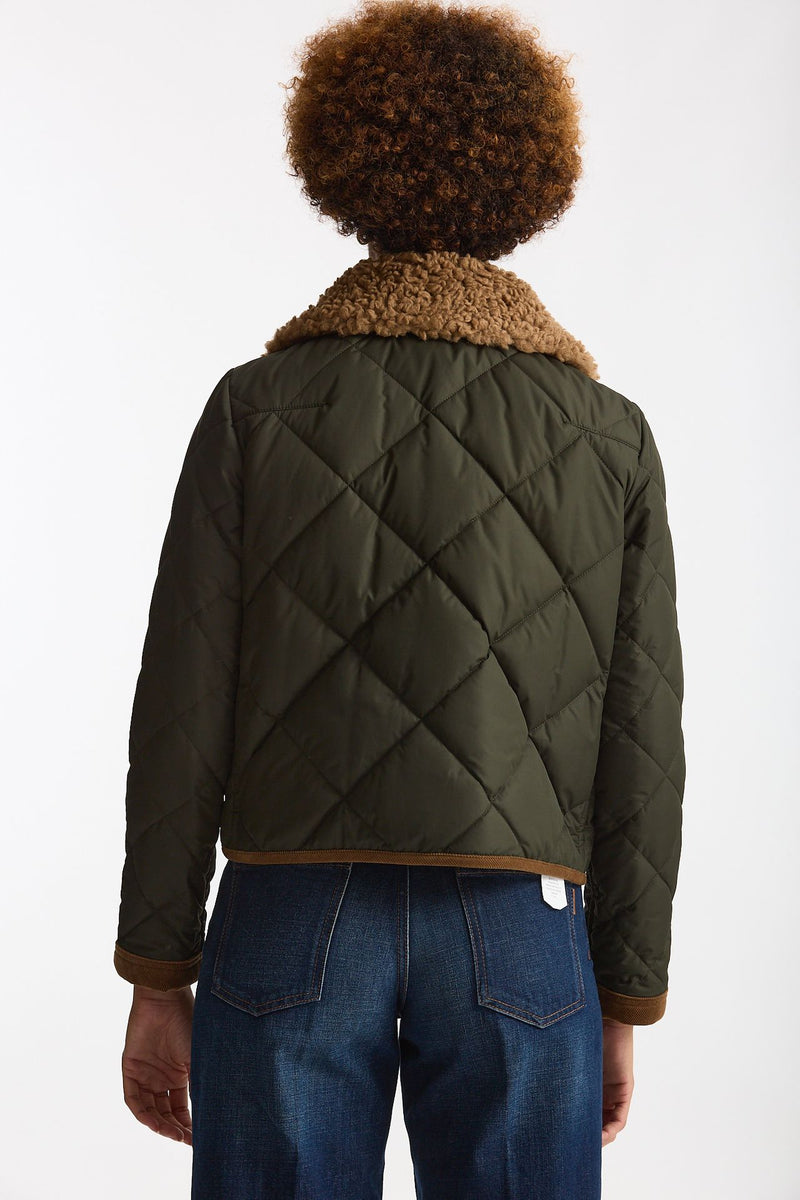 Giacca trapuntata tre Ganci verde militare donna Fay - 3