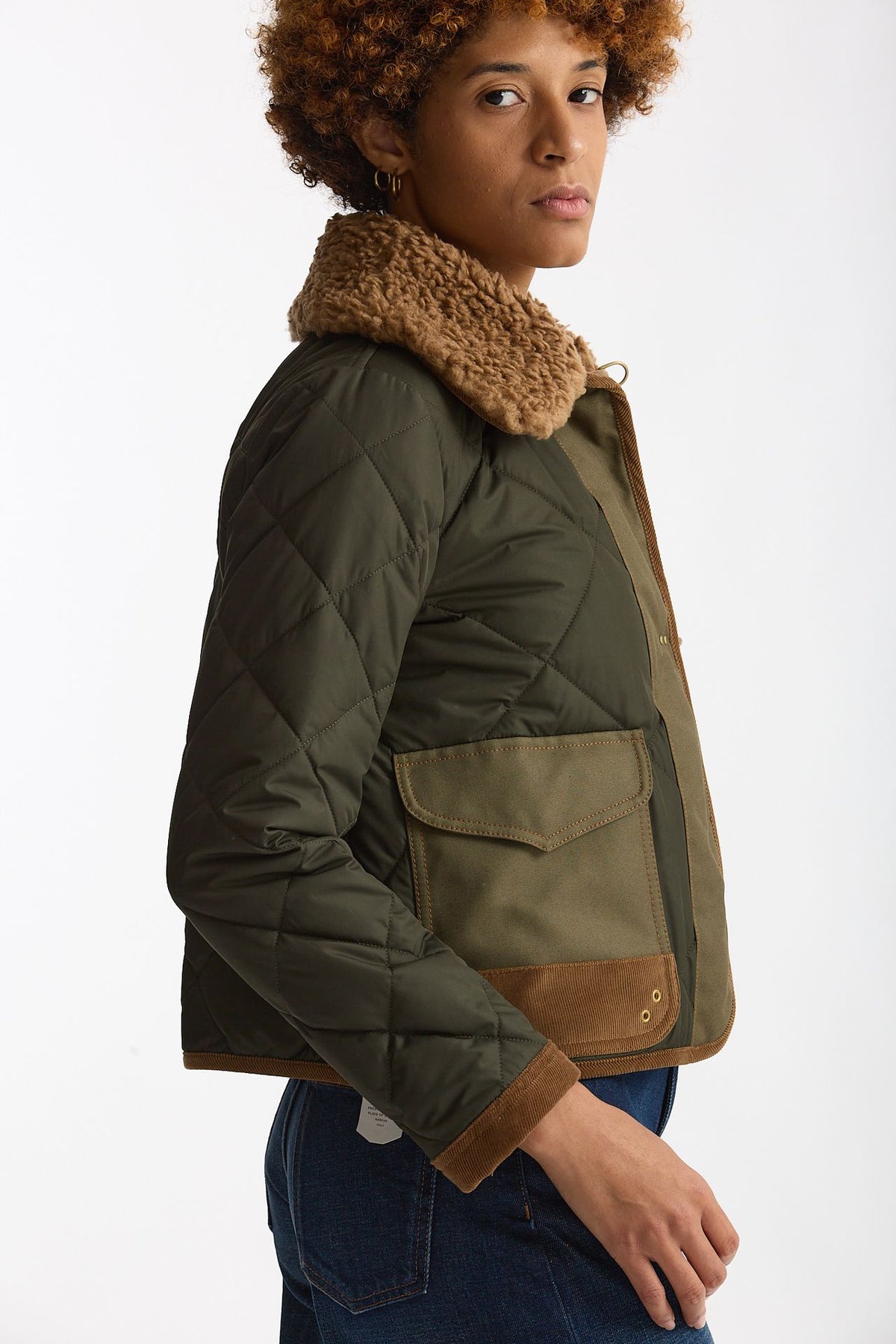 Giacca trapuntata tre Ganci verde militare donna Fay - 4