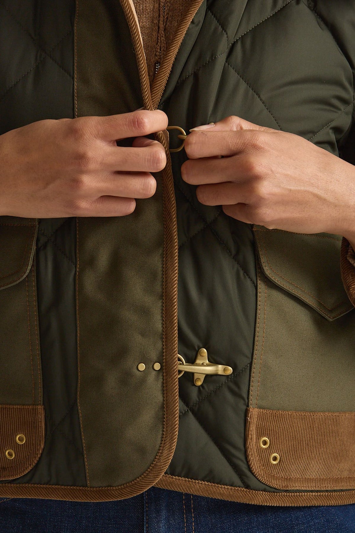 Giacca trapuntata tre Ganci verde militare donna Fay - 5