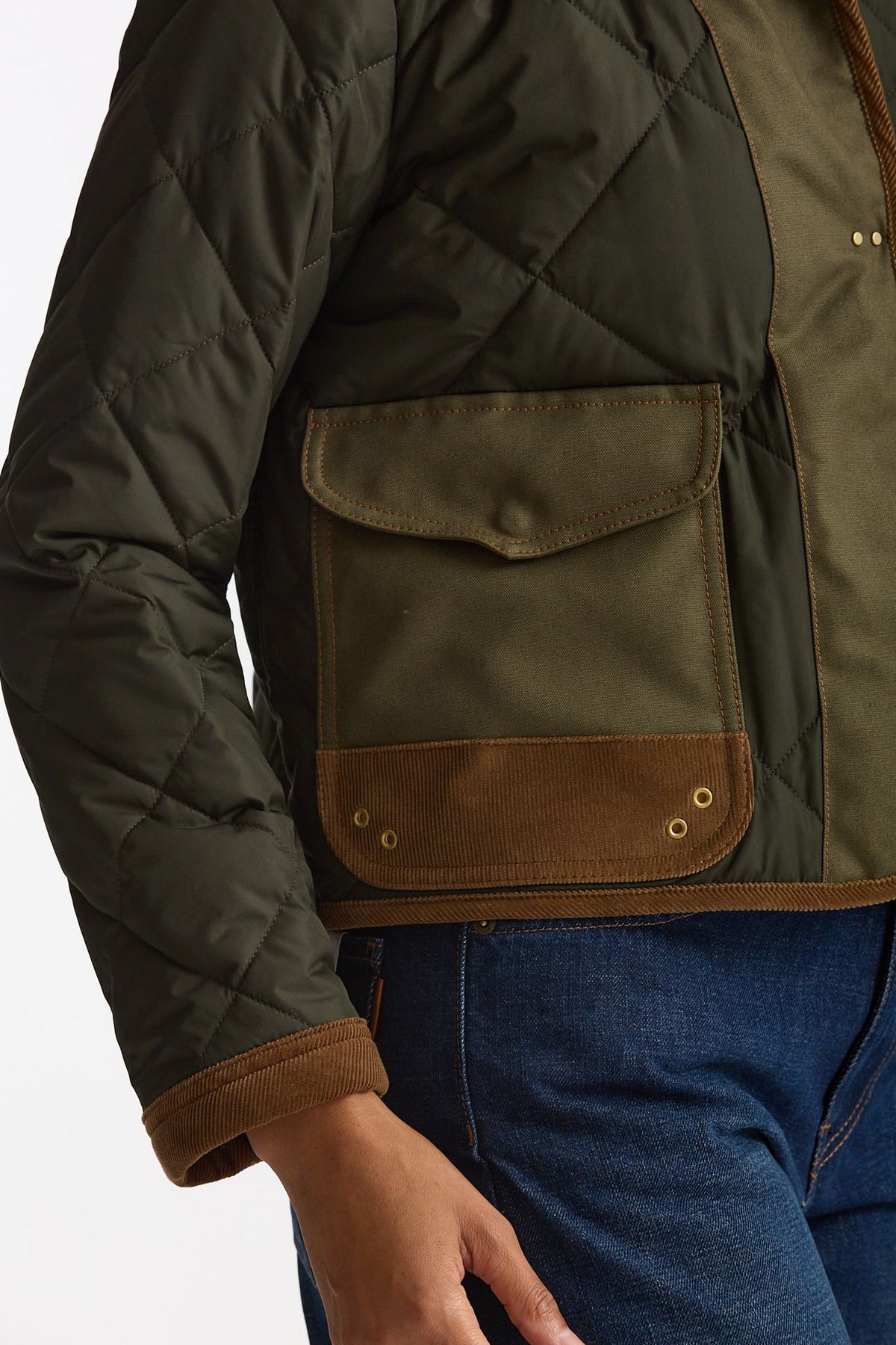 Giacca trapuntata tre Ganci verde militare donna Fay - 6