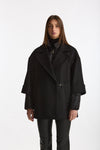Cappa over in lana con giubbino in nylon nero donna Fay - 1