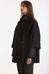 Cappa over in lana con giubbino in nylon nero donna Fay - 2