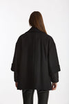 Cappa over in lana con giubbino in nylon nero donna Fay - 3