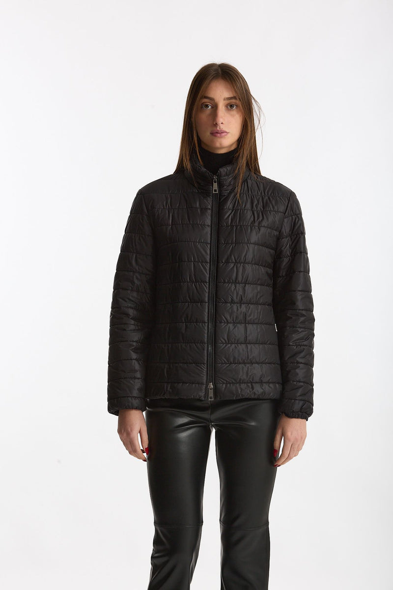 Cappa over in lana con giubbino in nylon nero donna Fay - 6