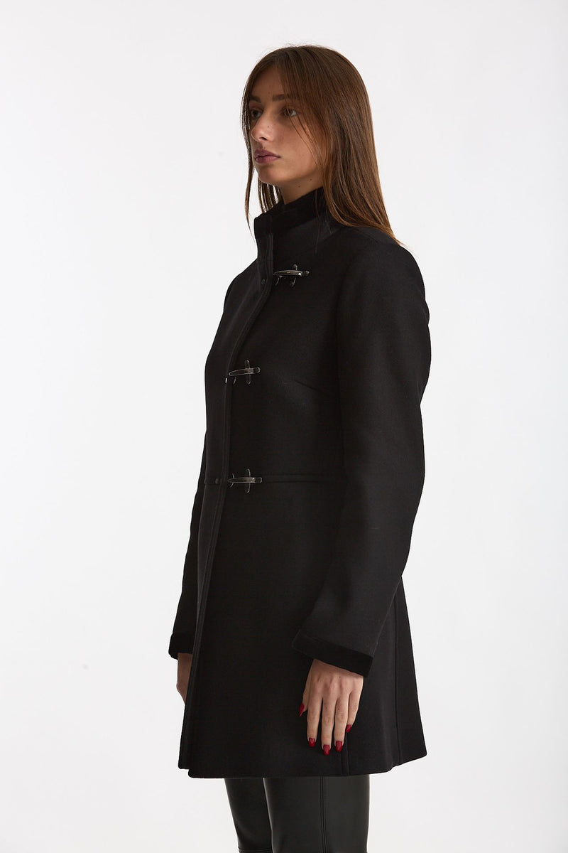 Cappotto slim VIRGINIA in panno di lana nero donna Fay - 2