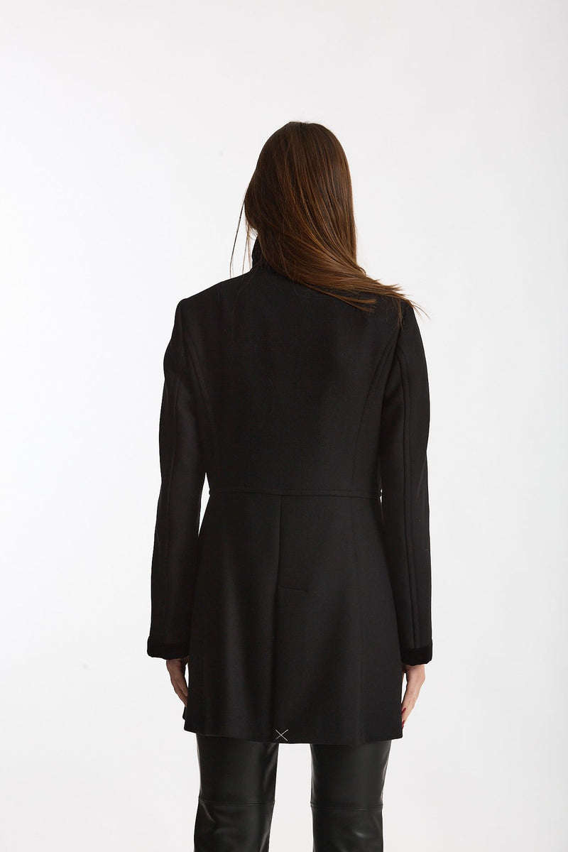 Cappotto slim VIRGINIA in panno di lana nero donna Fay - 3