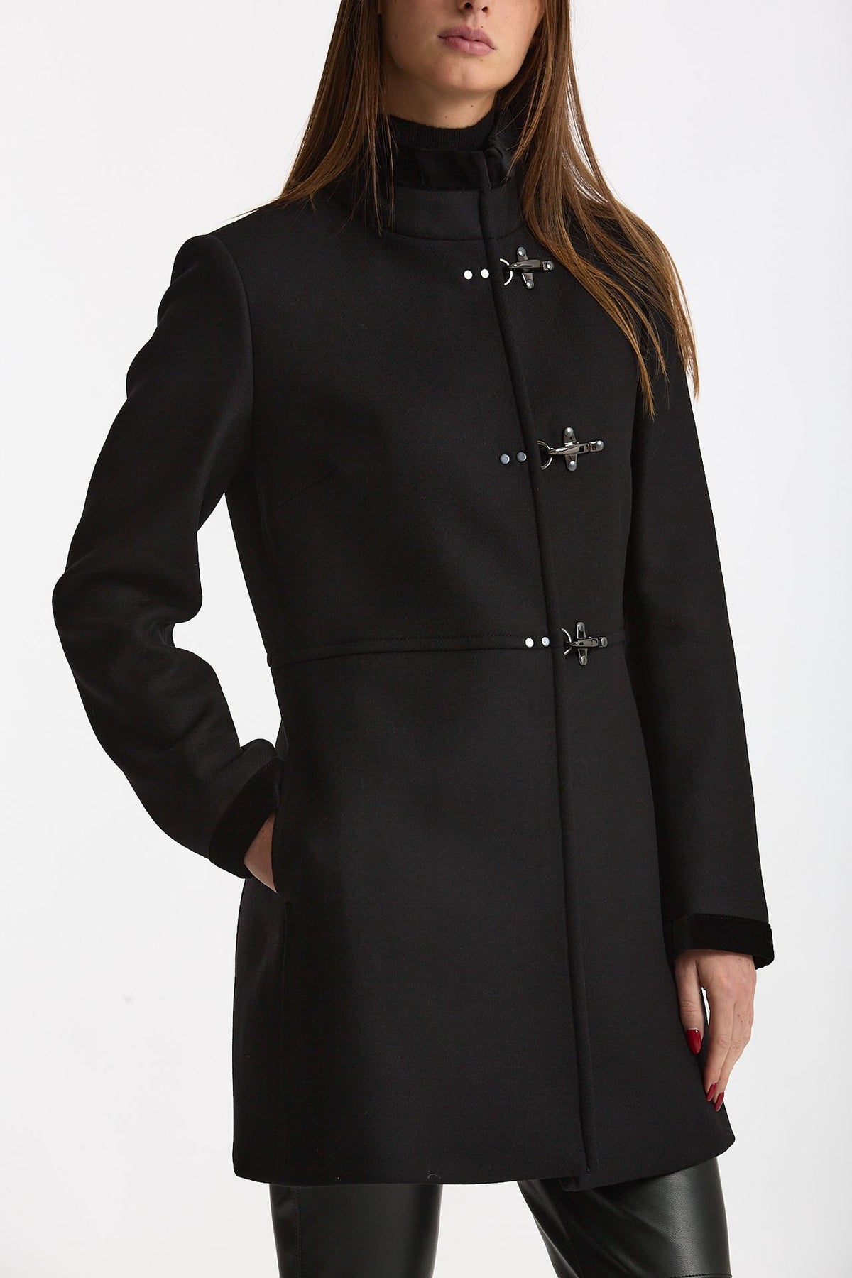 Cappotto slim VIRGINIA in panno di lana nero donna Fay - 1