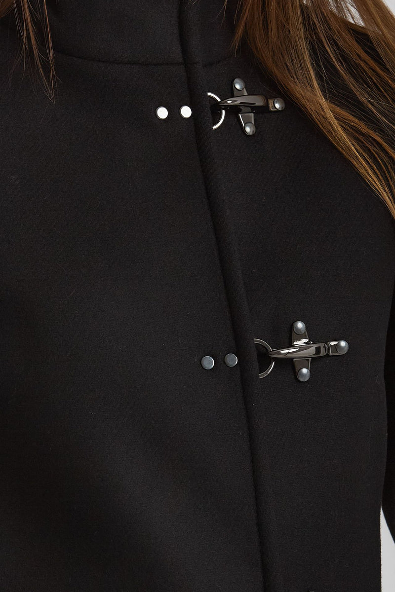 Cappotto slim VIRGINIA in panno di lana nero donna Fay - 4