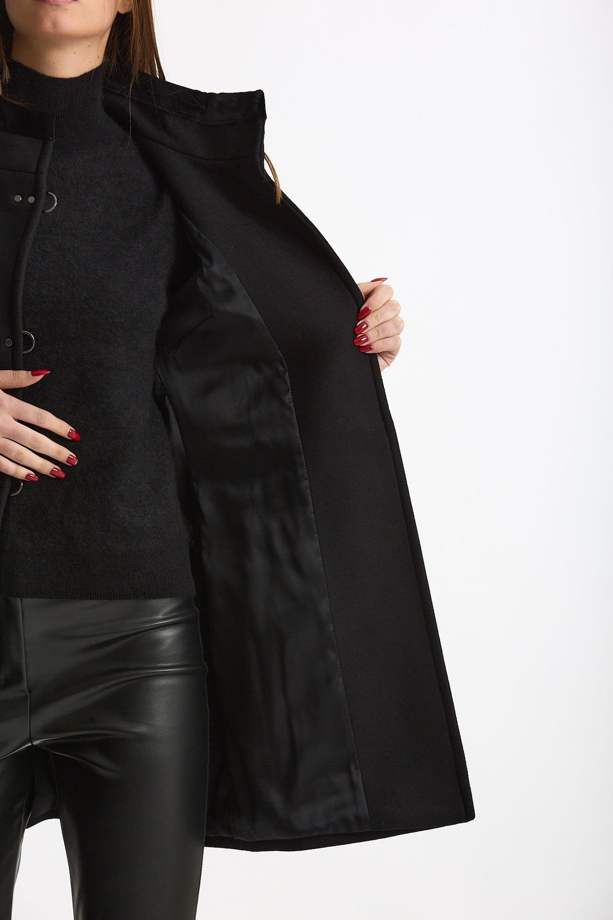 Cappotto slim VIRGINIA in panno di lana nero donna Fay - 5