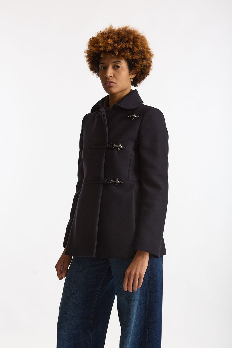 Cappotto slim in panno di lana blu donna Fay - 1