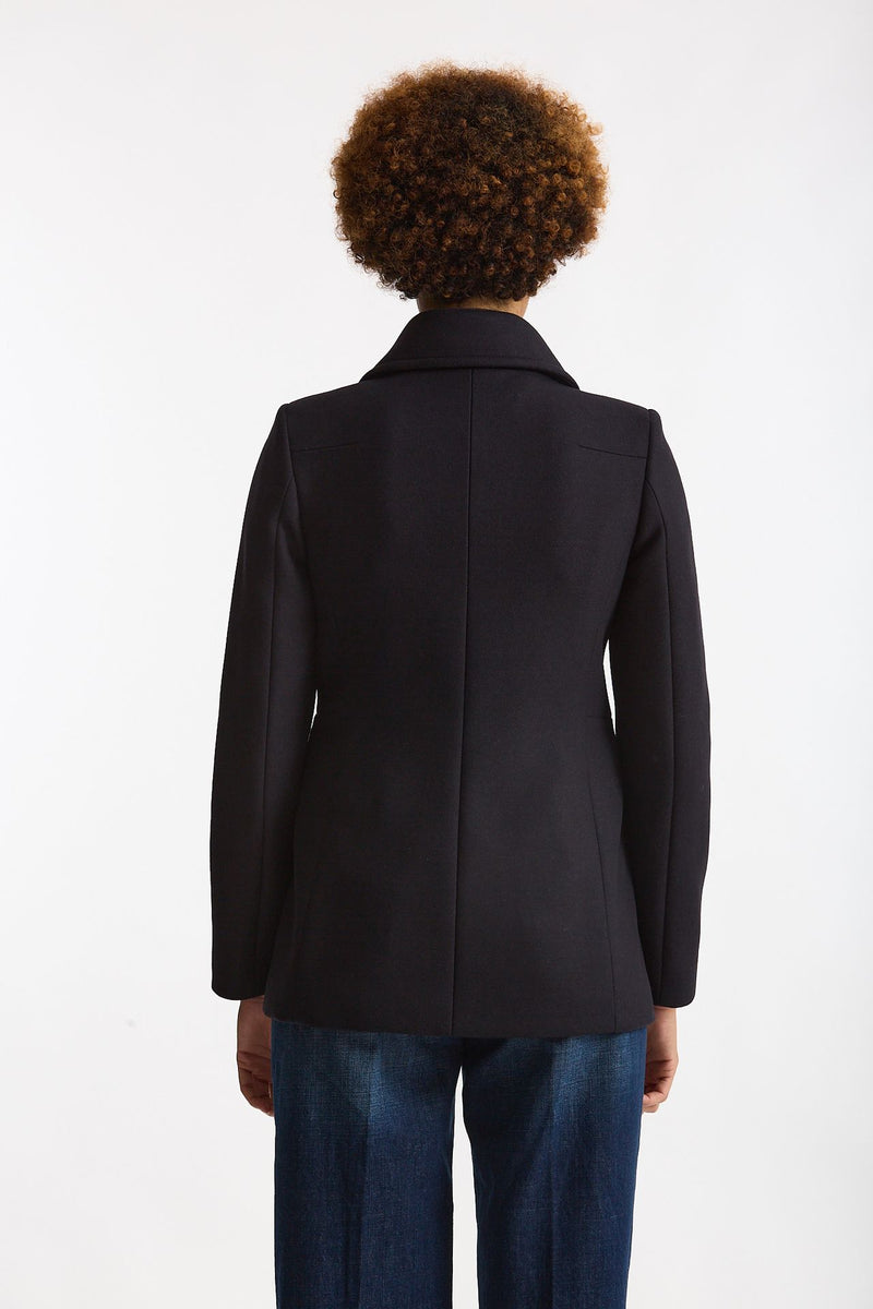 Cappotto slim in panno di lana blu donna Fay - 3